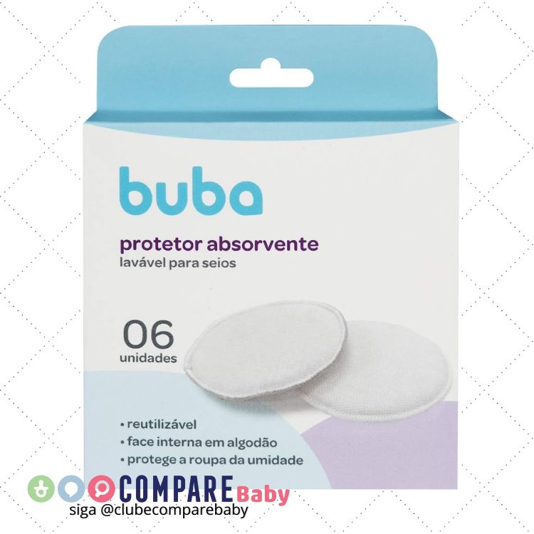 😍 Buba Kit Protetores Absorventes P/Seios Lavaveis Buba Branco