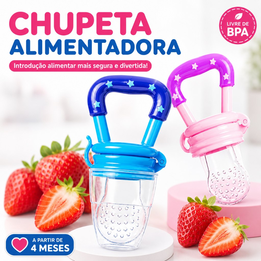 🛍️ Chupeta Mordedor Alimentadora bebê Menino e Menina