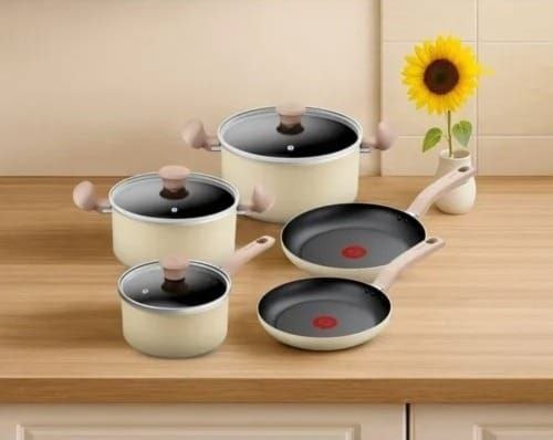 😱 *EXCLUSIVO PARA ASSINANTES PRIME* Jogo de Panelas 5 Peças Tefal Daisy Vanilla com Reves