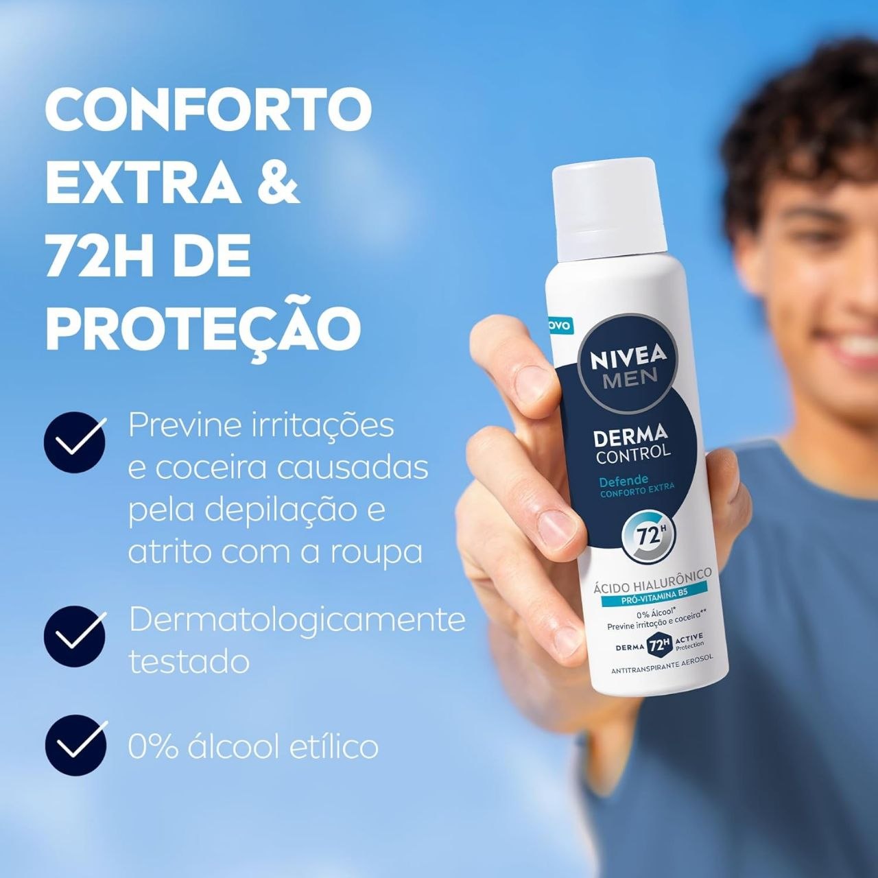 NIVEA MEN Desodorante Antitranspirante Aerossol Derma Control Defende 150ml
