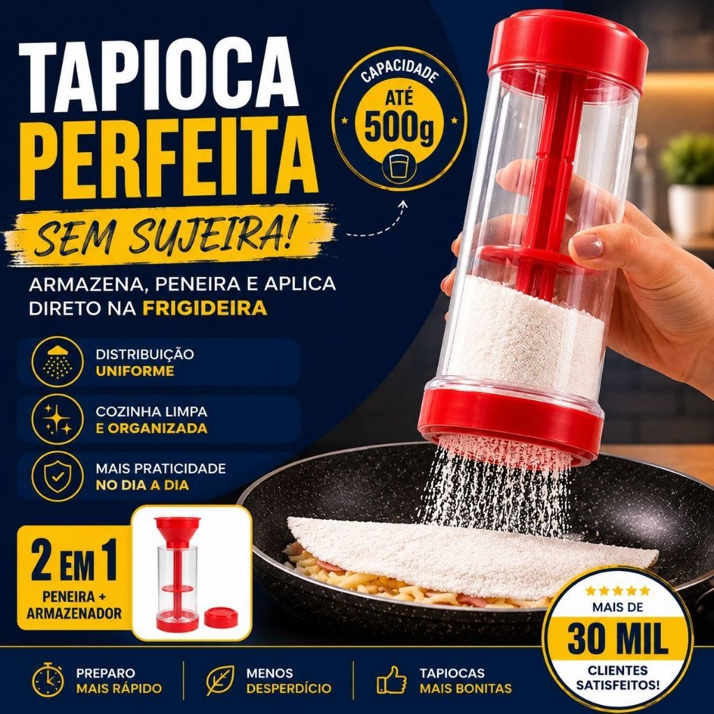 - Tapioqueira 2 em 1 | Peneira + Armazenador de Tapioca | Praticidade Sem Sujeira na Cozin