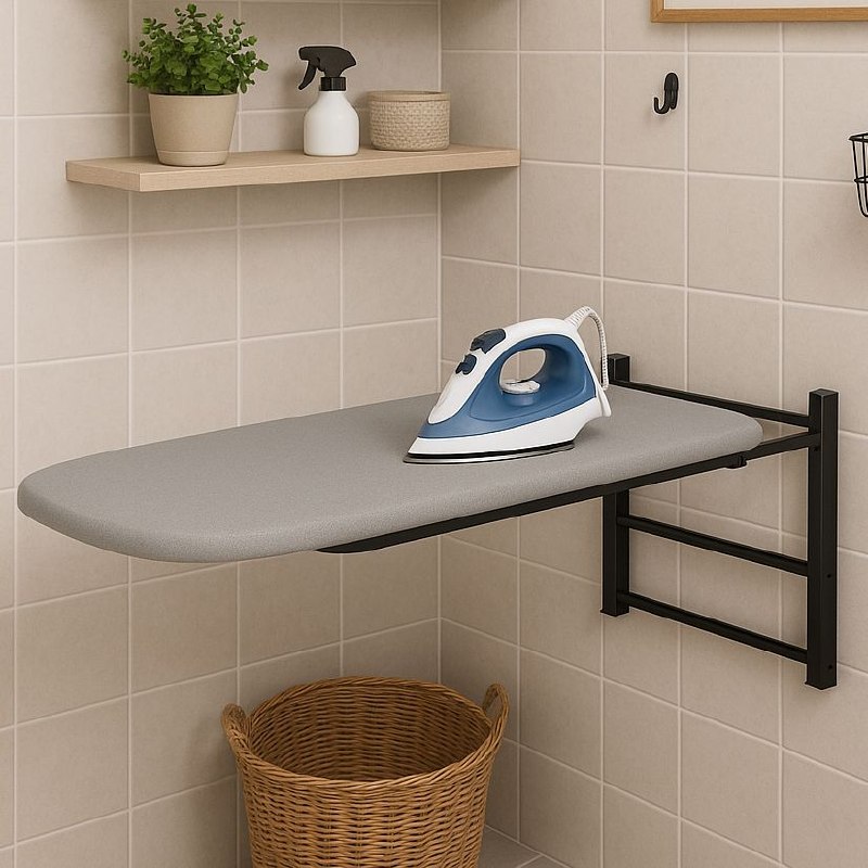 - Mesa de Passar Roupa Dobrável de Parede Tábua Compacta Articulada Para Lavanderia e Apar