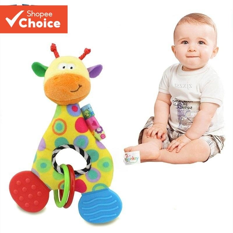 🛍️ Brinquedos De Pelúcia Para Bebês Macia Girafa Infantil De Algodão Rattle Doll Toy