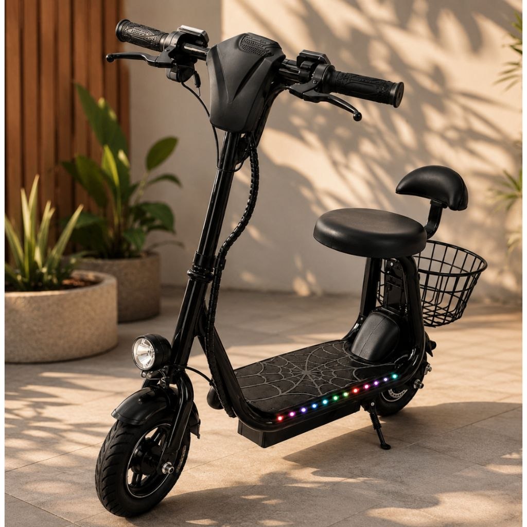 - Patinete Elétrico Suporta ate 80kg Infantil 250W Mini Scooter Bluetooth LED Colorido Fre