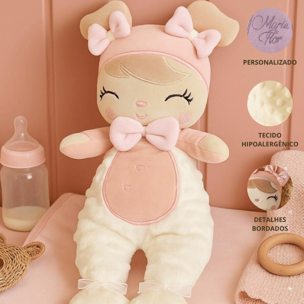 🛍️ Boneca Metoo Personalizado Com Nome Pelucia Plush Antialérgica Naninha Enxoval Bebe Me