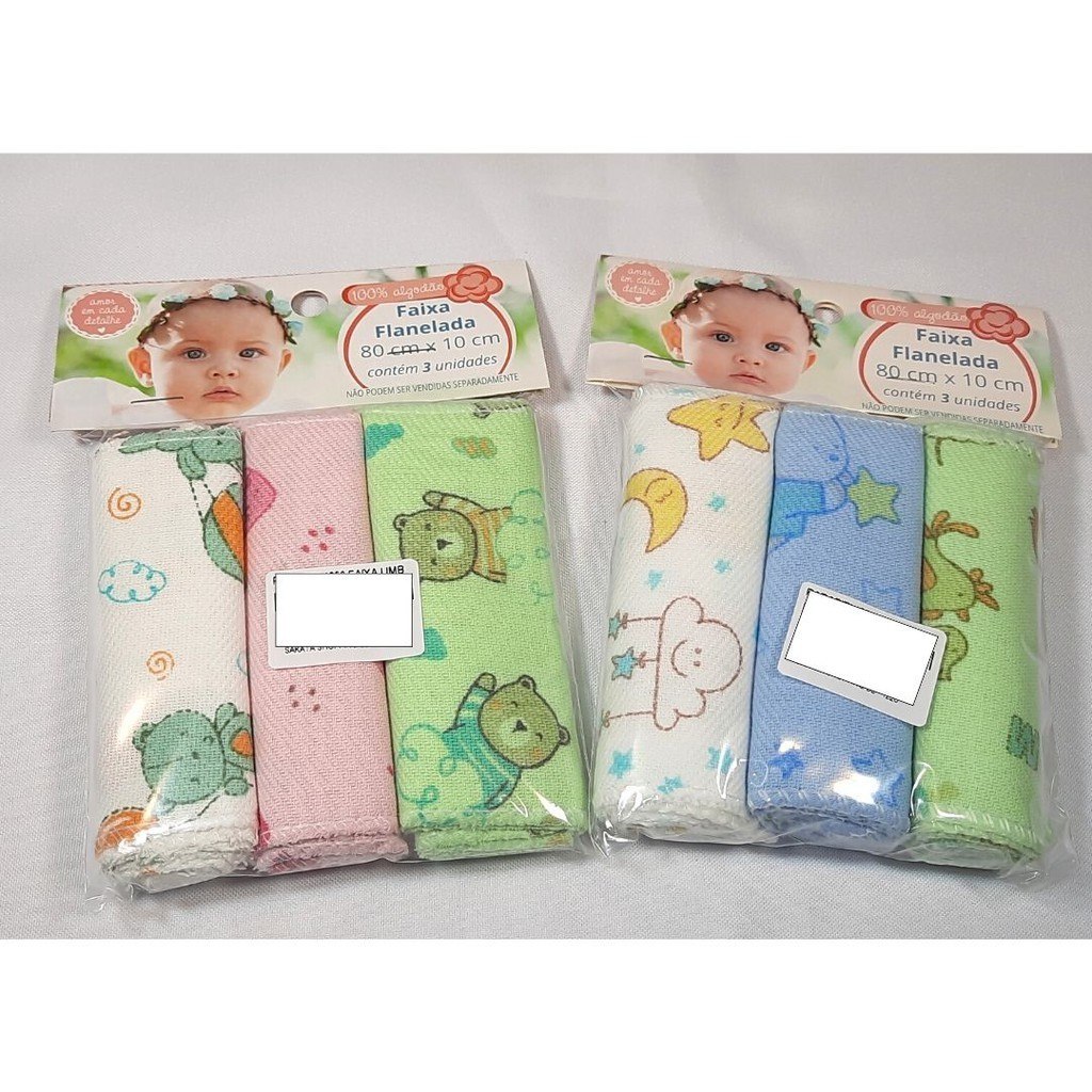🛍️ Faixa Umbilical para bebê com 3 unidades 100% Algodão flanelado (faixa de umbigo) Para