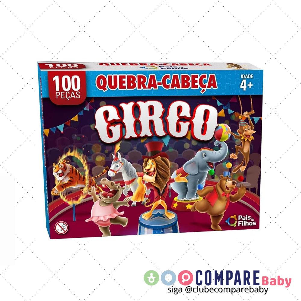 😍 Quebra-Cabeça Cartonado o Circo 100 Peças Pais e Filhos