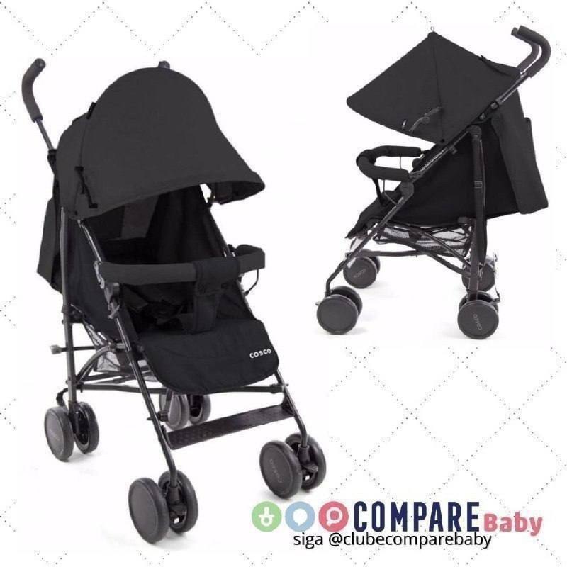 😍 Carrinho de Bebê Hobby, Cosco, Preto Mescla