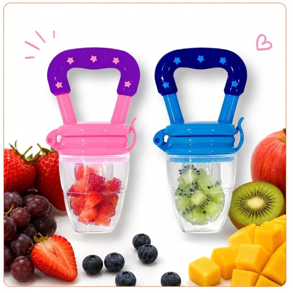🛍️ Chupeta Alimentadora Bebe Para Frutas Com Tampa Higiênica Prática Com Bico De Mamadeir