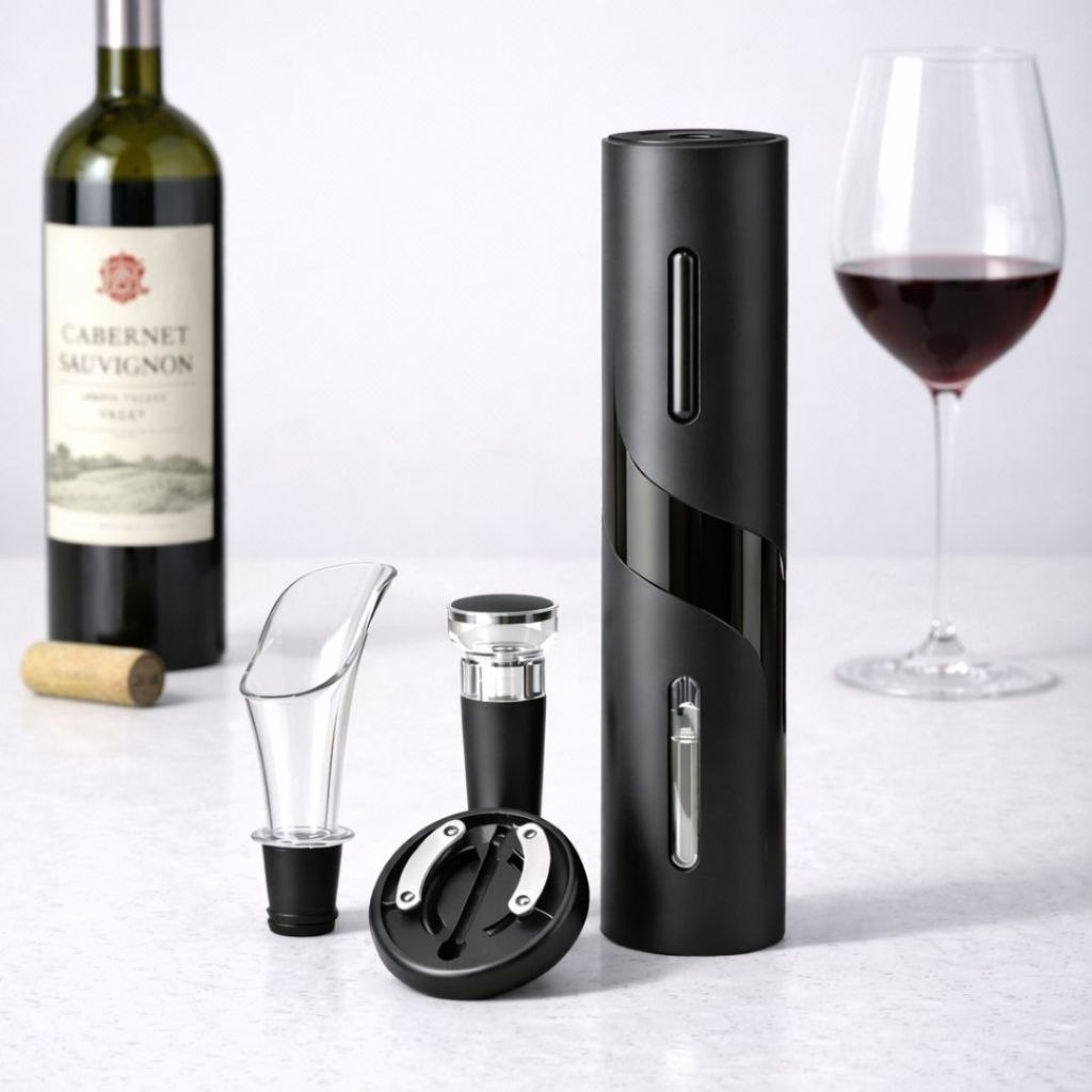 - Abridor de Vinho Elétrico Pilha Saca Rolha Automático Portátil Moderno Presente Utilidad