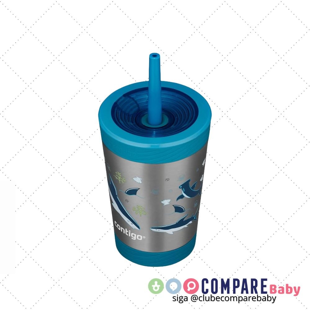 😍 Copo Térmico Infantil Inox 354ml Tubarão Contigo