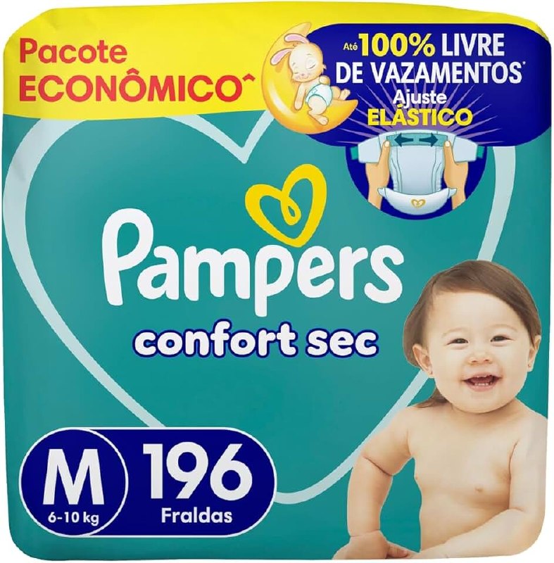 🛍️ Fralda Pampers Confort Sec Tamanho M 196 Unidades