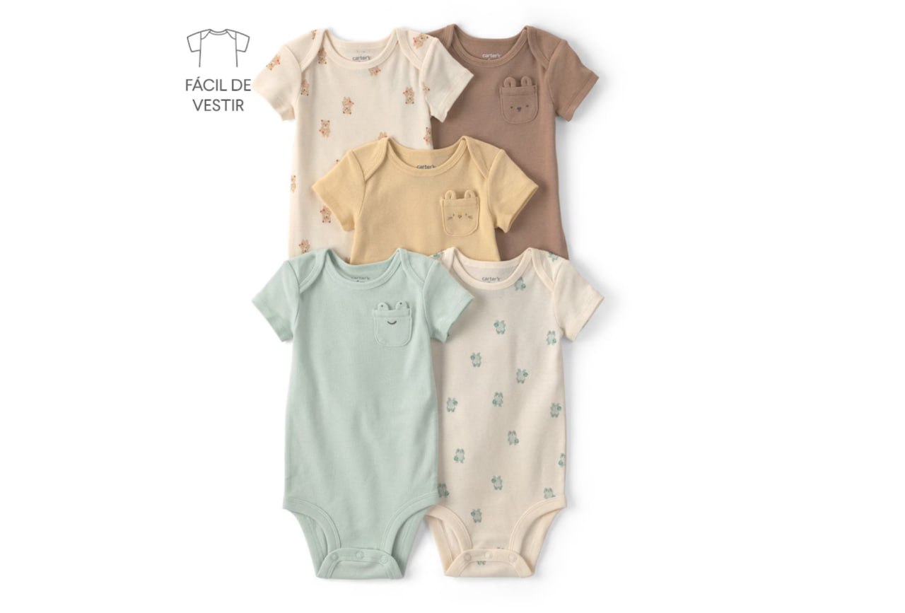 🫧 Kit body bebê 5 peças bichinhos - multicor | Carter's
