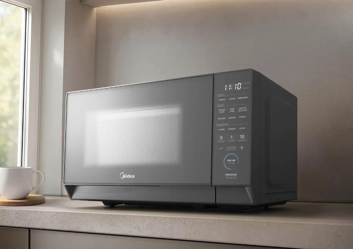 🍿 Micro-ondas Midea Mastercook 20L | Prata + Porta Espelhada