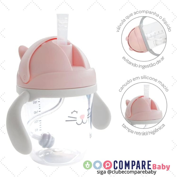 😍 Copo Com Alça Removível Rosa, Buba