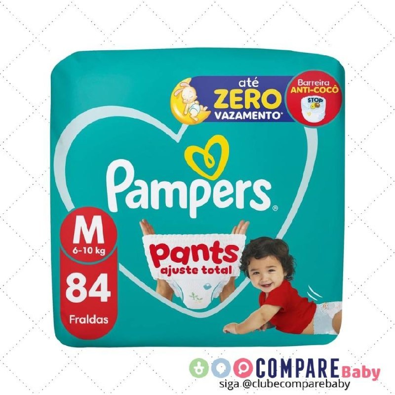 😍 Fralda Pampers Pants Ajuste Total M 84 unidades