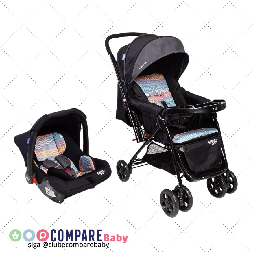 😍 Travel System Cosco Kids, Reverse Duo, Preto Onda