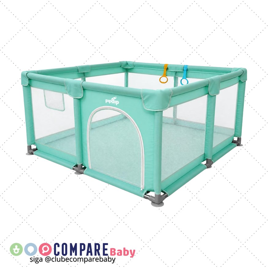 😍 Cercadinho Para Bebê Chiqueirinho Portátil 127x127x65cm Verde Pipdip