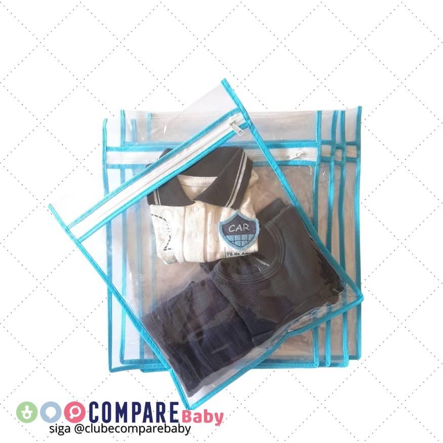 😍 Kit 4 Saquinho Organizador mala maternidade e mala gestante viagem 27x33 (Azul)