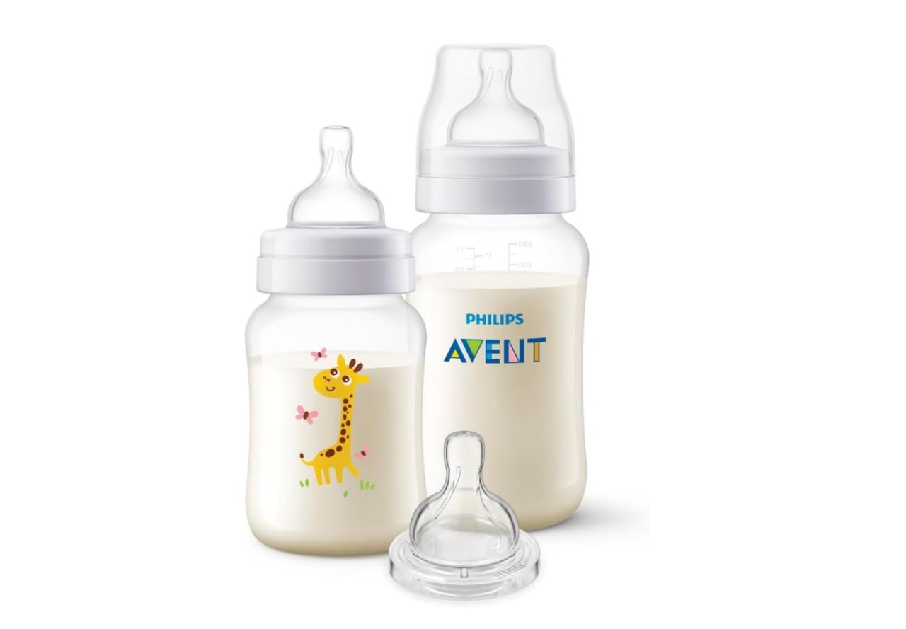 🫧 Kit Mamadeiras Anti-Colic Girafa Philips Avent 260ml, 330ml e Bico Extra T4 6m+