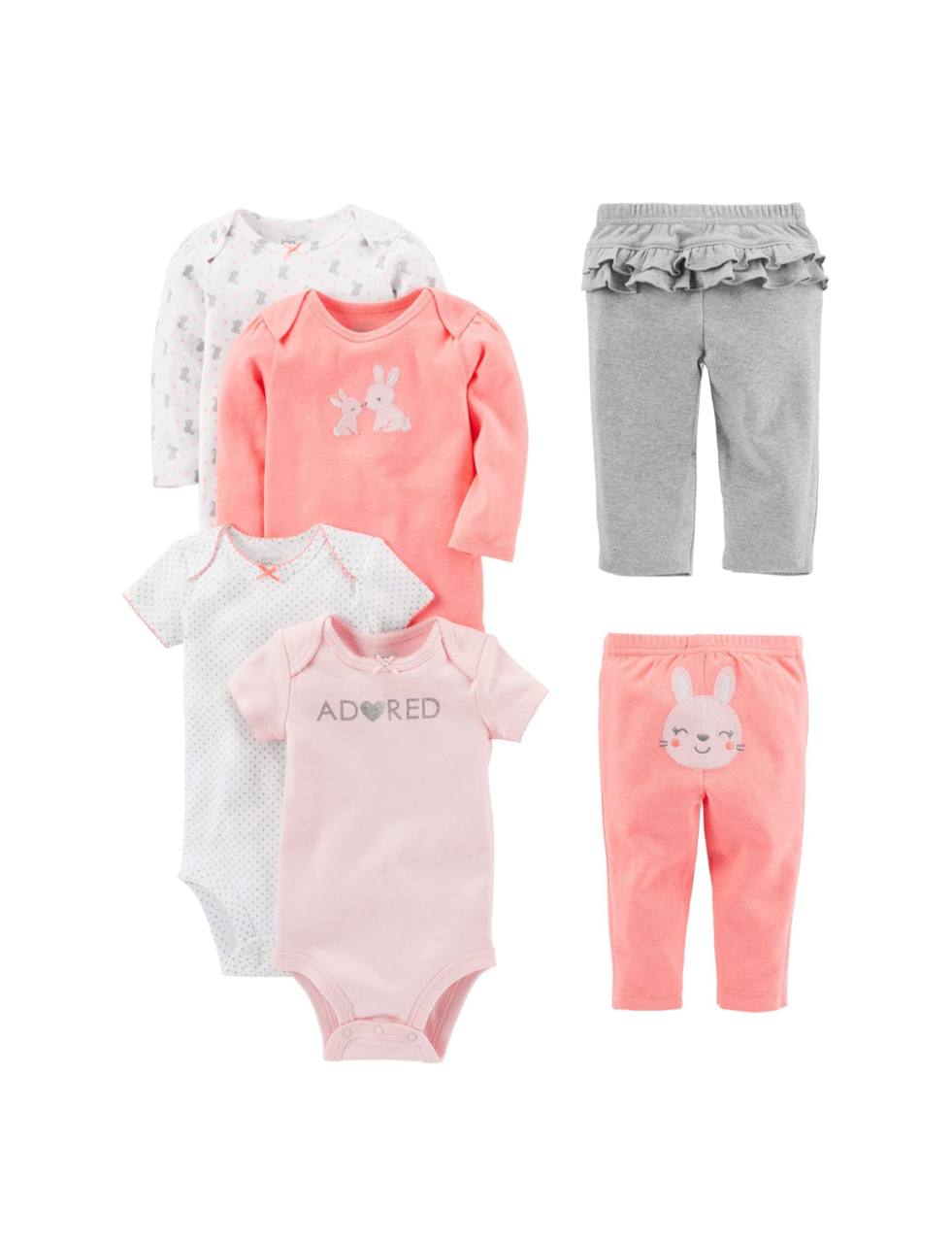 🫧 Conjunto de calças 6-piece Bodysuits (Short and Long Sleeve) and Pants Set Simple Joys