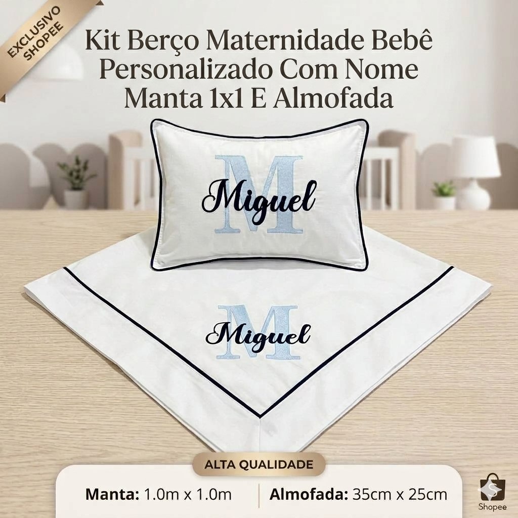 🛍️ Cobre Leito Maternidade Personalizado Com Nome Bebê - Percal 100% Algodão -  Manta Men