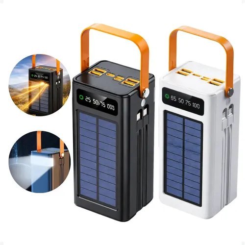 🛍️ Carregador Portátil Power Bank Solar Turbo 50.000mah Rápido Branco