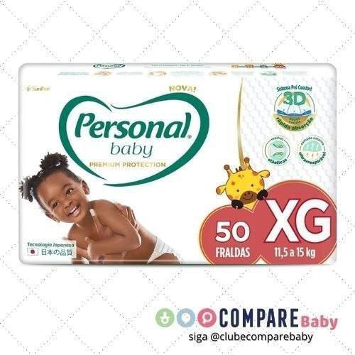 😍 Personal Fralda Baby Premium Protection Extra Grande, 50 unidades