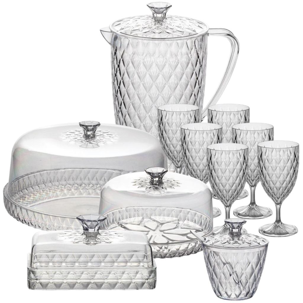 - Kit Mesa Posta Glamour 11 Peças – Café da Manhã Completo com Jarra + Queijeira + Manteig