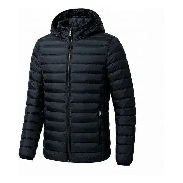 🛍️ Jaqueta Masculina Puffer Corta Vento a prova d'água Bobojaco Blusa De Frio Preto M Gom