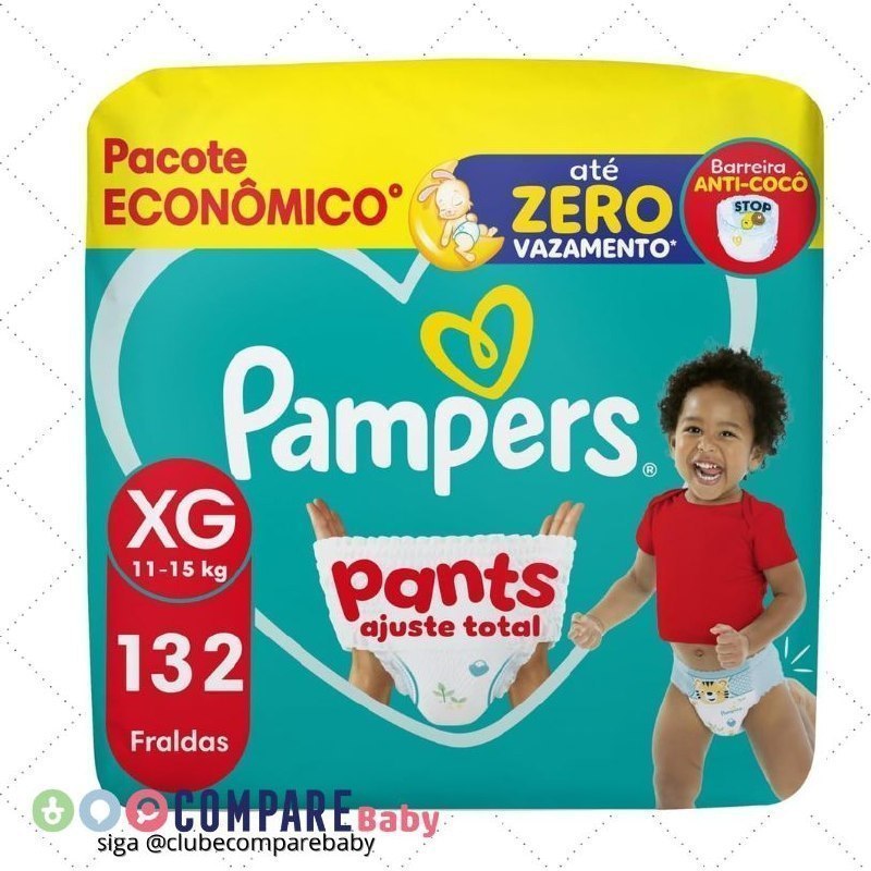 😍 Pampers Ajuste Total Fralda XG 132 unidades