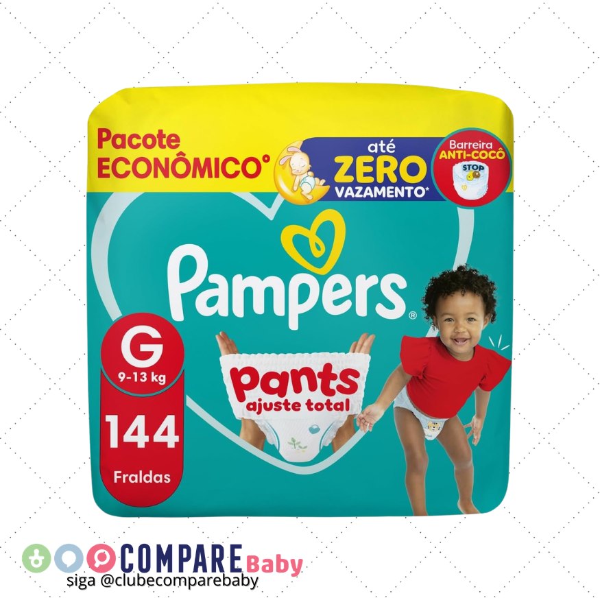 😍 Pampers Ajuste Total Fralda G 144 unidades