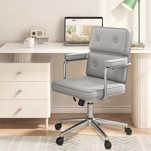 🛍️ Cadeira de Escritório Compacta Python Fly – Couro Sintético Premium & Base Metálica, D