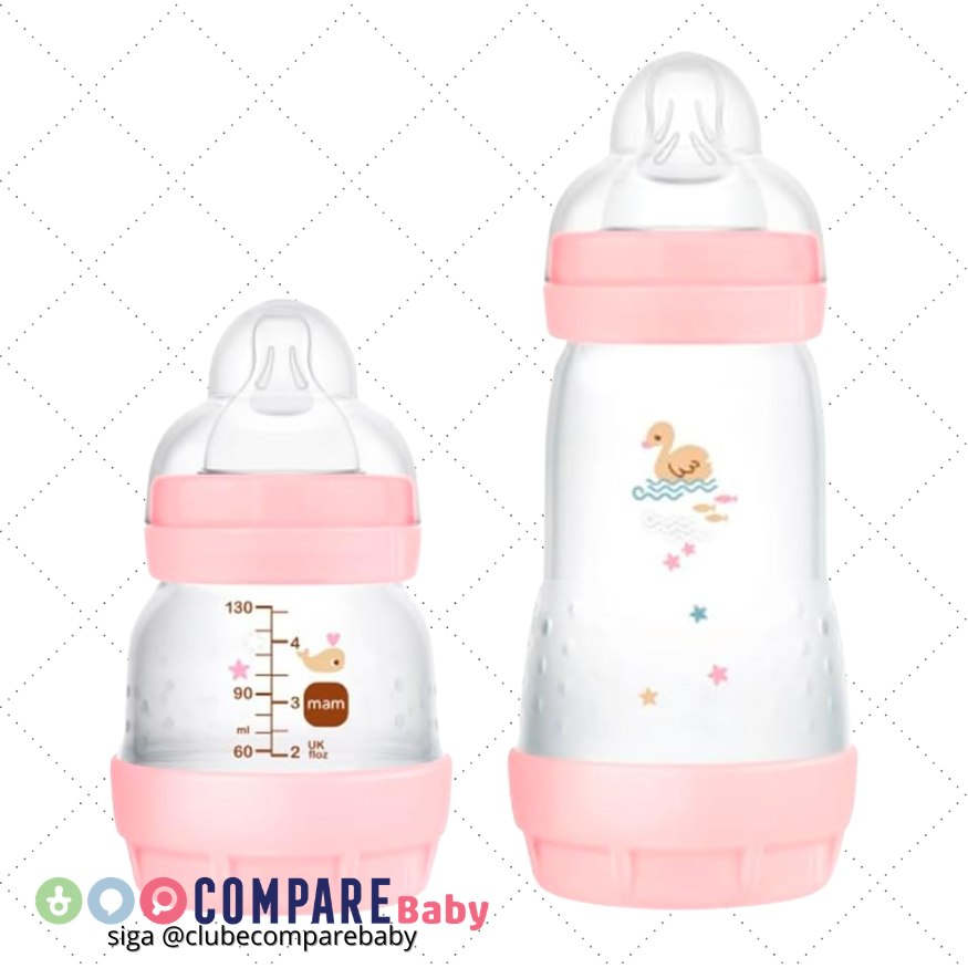 😍 MAM Baby Kit 2 Mamadeiras Easy Start Starter Set Anticólica e Menos Bolhas de Ar, para