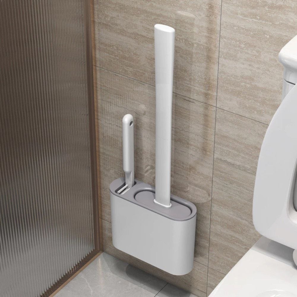- 2 Em1 Escova De Silicone Para Vaso Sanitário Base De Banheiro Privada, Alta Eficiência T