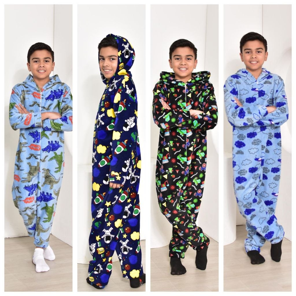 🛍️ Pijama Macacão Infantil com Capuz – Estampas Divertidas, Quentinho e Confortável