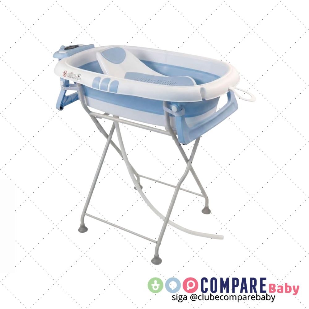 😍 Banheira Dobrável Com Suporte Termômetro e Redutor Assento Ergonômico 20kg Melon Maxi B