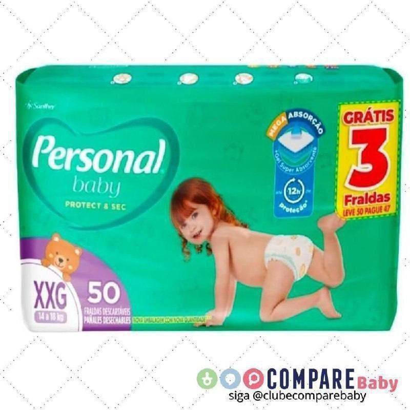 😍 Personal Fralda Soft & Protect Hiper XXG, 50 Unidades