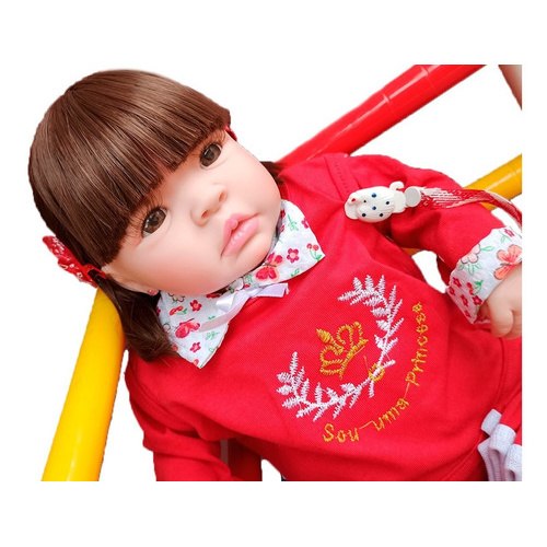 🛍️ Bebê Reborn Menina 100% Silicone Mamadeira Chupeta 17 Itens