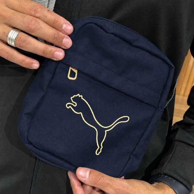 Bolsa Transversal Puma Plus Portable Unissex Azul Escura Lisa Níquel