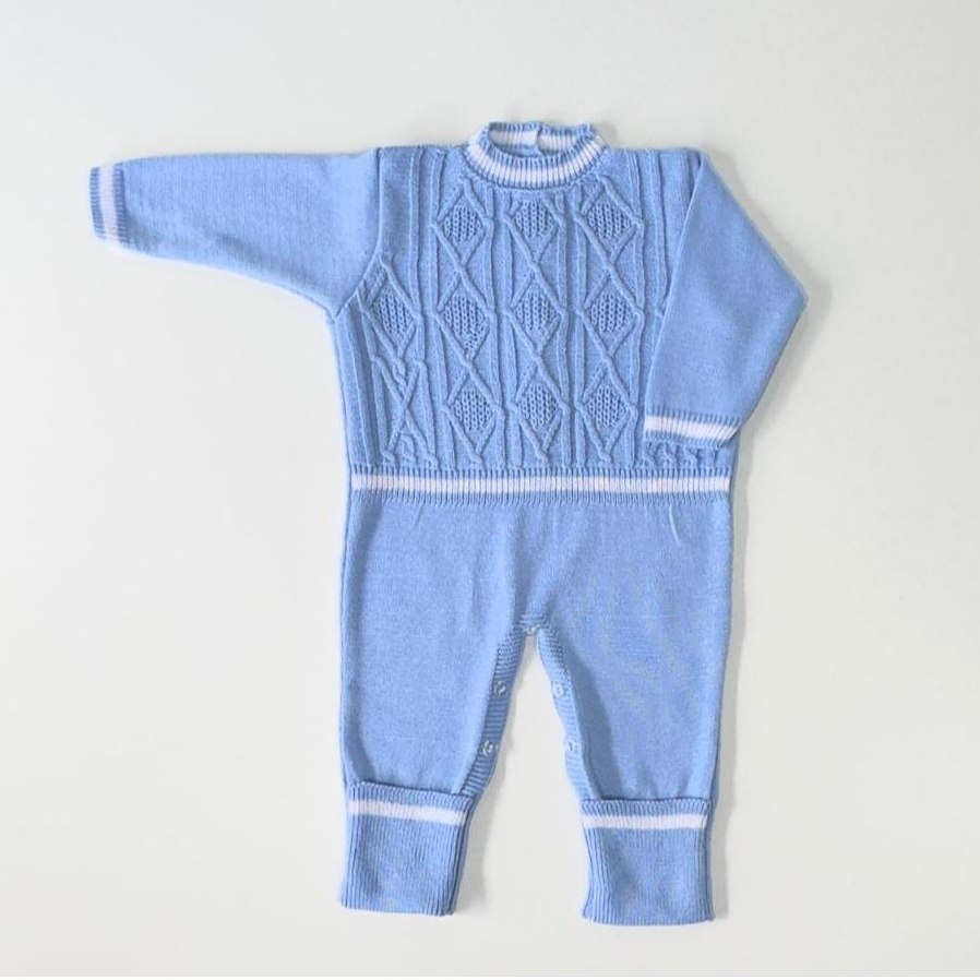 🛍️ Macacão de Bebê Menina Menino Ponto Perola Saída Maternidade de Tricô Detalhes Enxoval