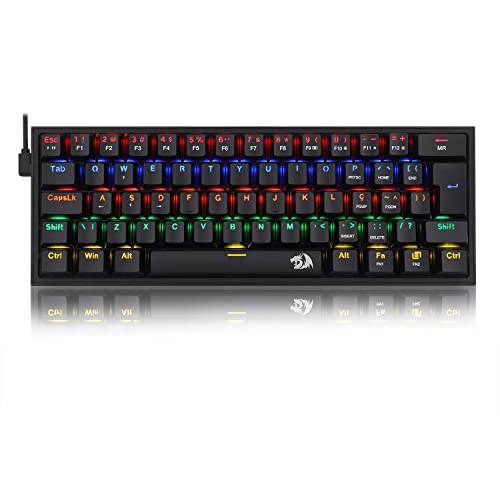 🛍️ Redragon TECLADO MECANICO GAMER FIZZ RAINBOW PRETO SWITCH AZUL