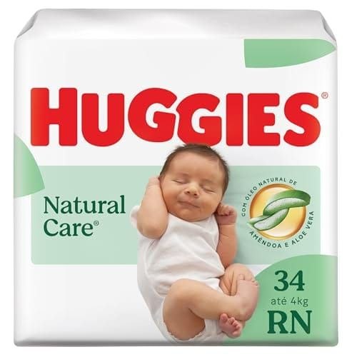 🛍️ Huggies Fralda Descartável Premium Natural Care RN - 34 Un