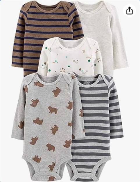 🫧 Body Pacote com 5 bodies de manga comprida Simple Joys by Carter'sMeninos tam 0-3m